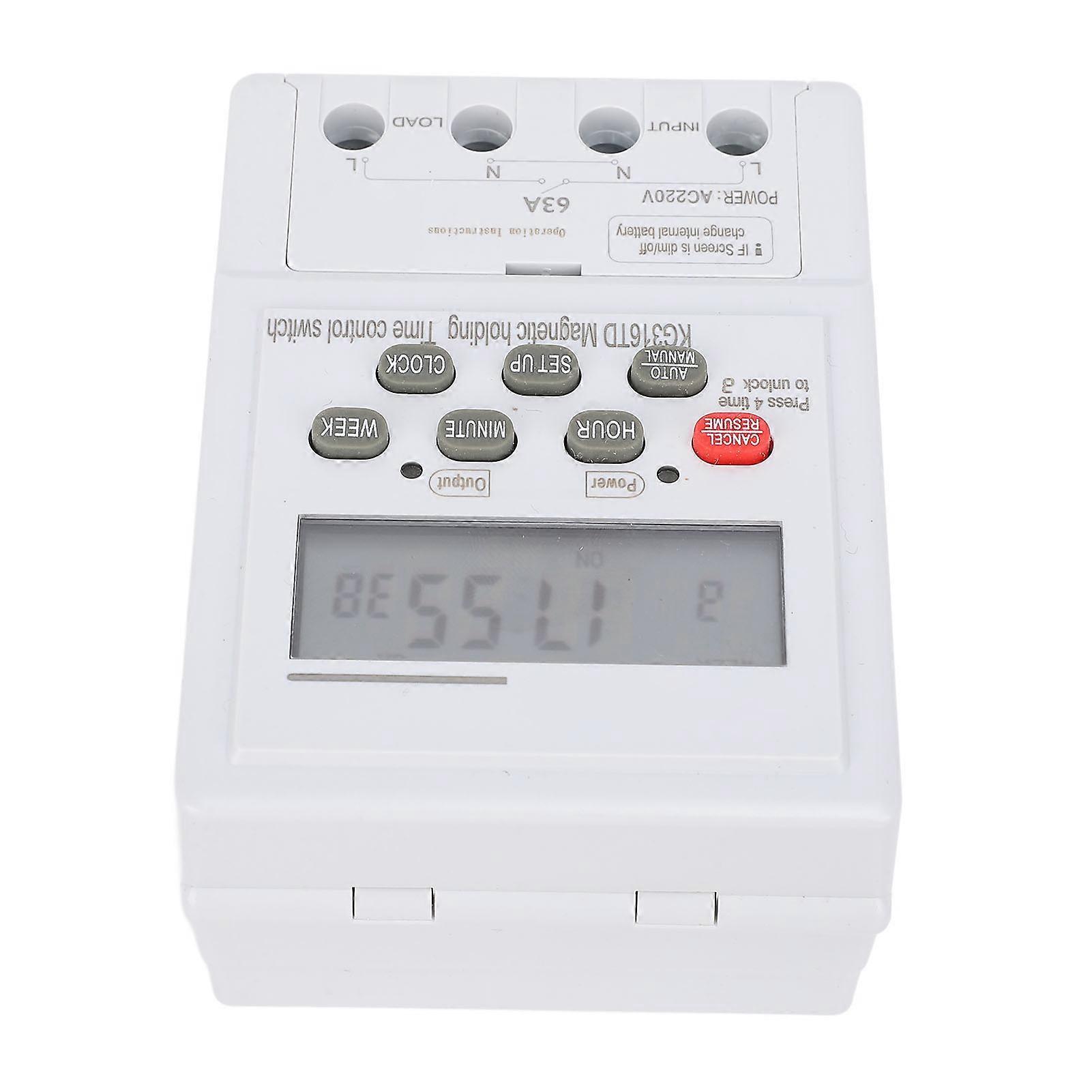 Time Control Switch 7 Day Programmable Microcomputer Automatic Digital Timer for Home Appliance DIN Rail Mount AC220V 63A 