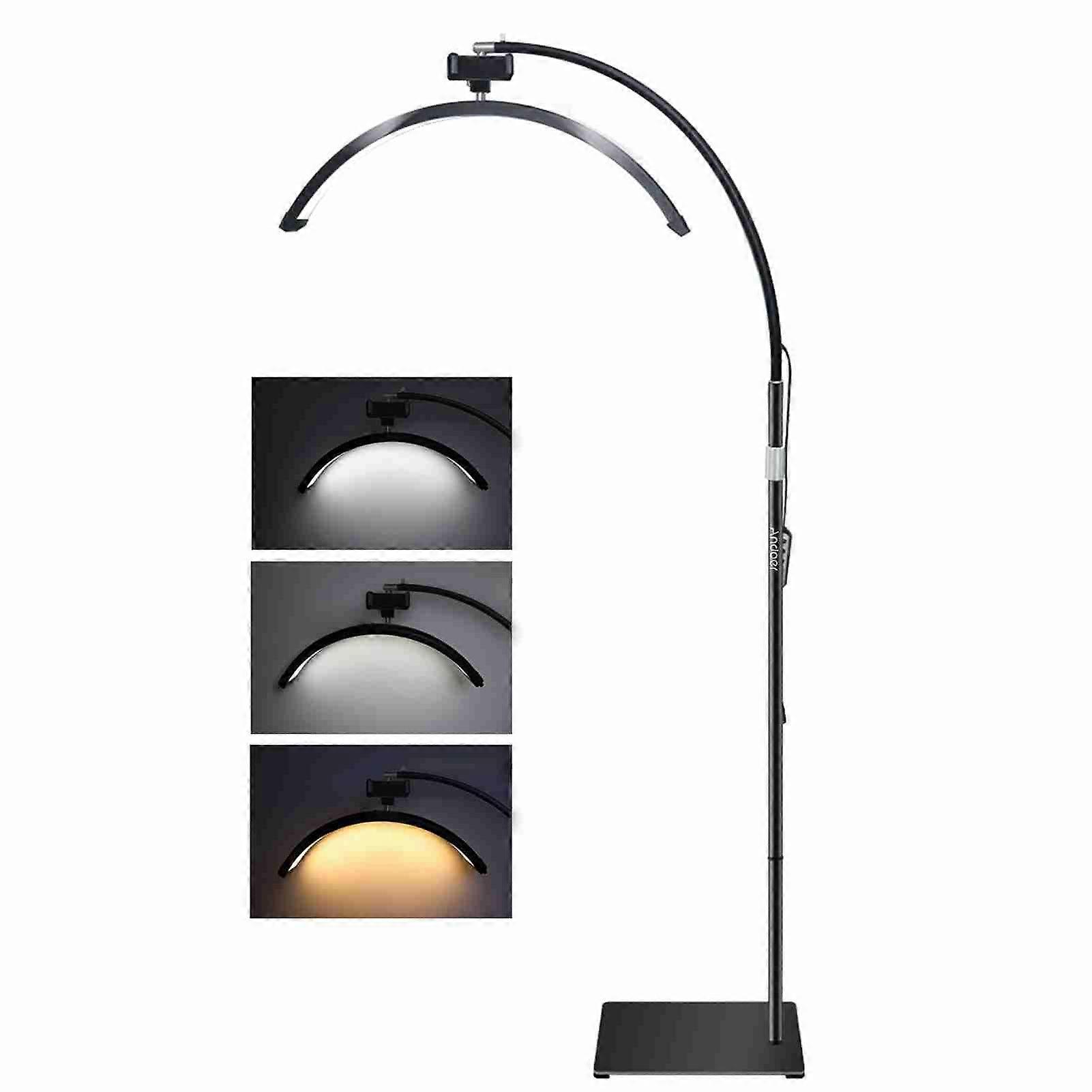 Half Moon LED Floor Fill Light - Adjustable, Dimmable, with Phone Holder & Remote Control