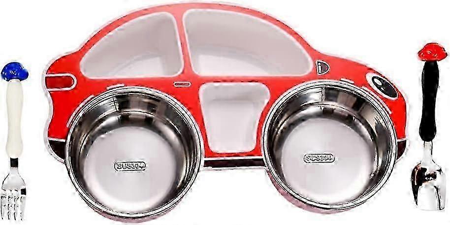 Divided Plate with Utensils Car Dinnerware Set Feeding kit Devided Plates