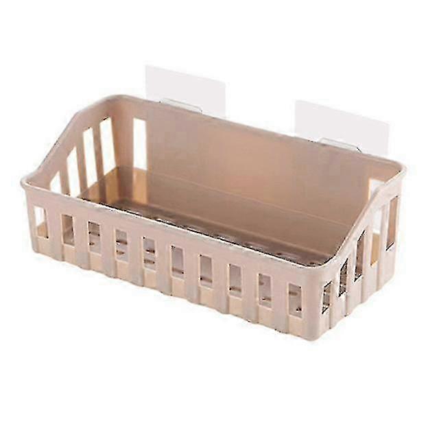 接着剤、バスルームシェルフ、26x10x6cm、キッチン&シャワー用フック付き - ライトコーヒー