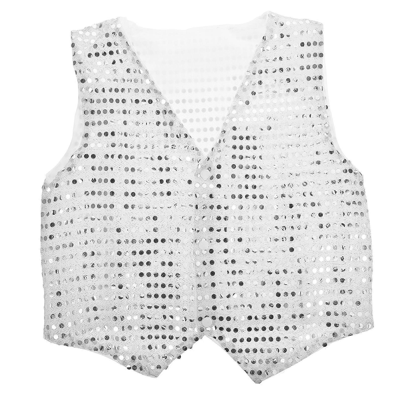 It looks like you're referencing a product title or description for a **unisex sequin vest**, possibly intended for **disco, jazz dance, or party