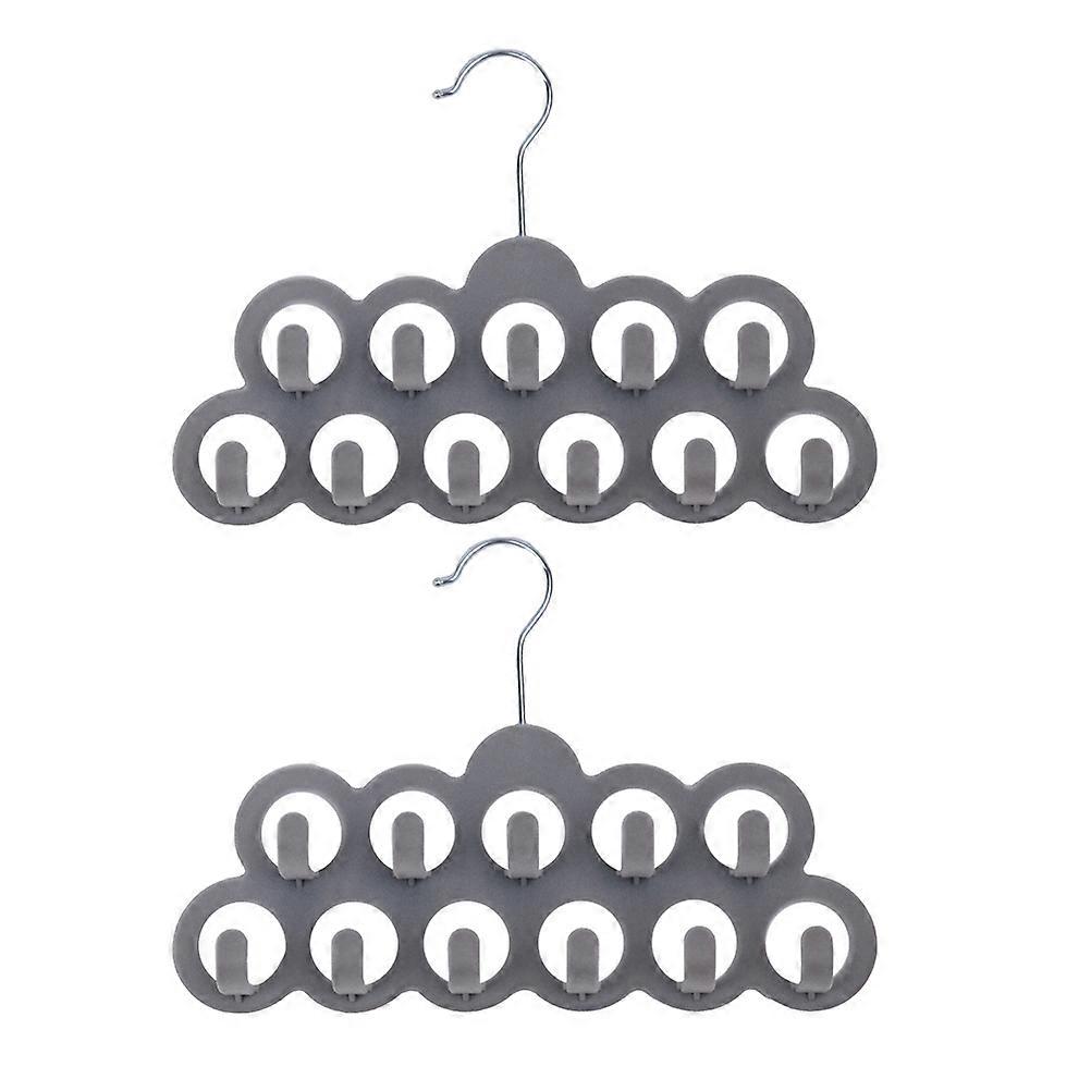 Compact Flocked Scarf Holder with 11 Hooks for Closet Accessory Organization