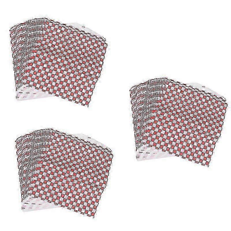 28X26cm Red Wrapping Paper 300pcs Fried Chick Wrapping Paper Practical Grid Paper Grease-proof Burge