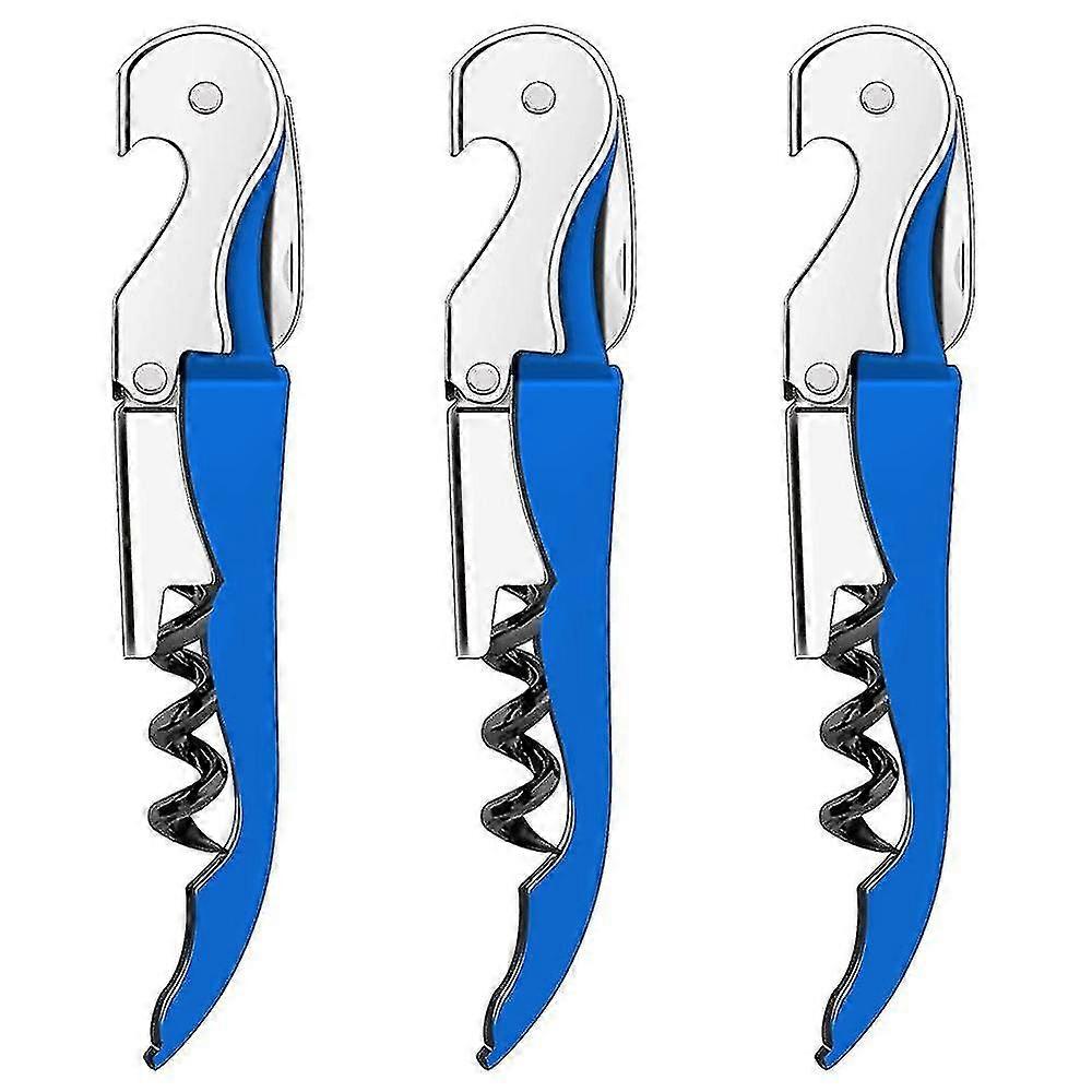 Waiter's Corkscrew Wine Opener, Soft Touch Double-Hinged, Gift for Wine Lovers - Blue
