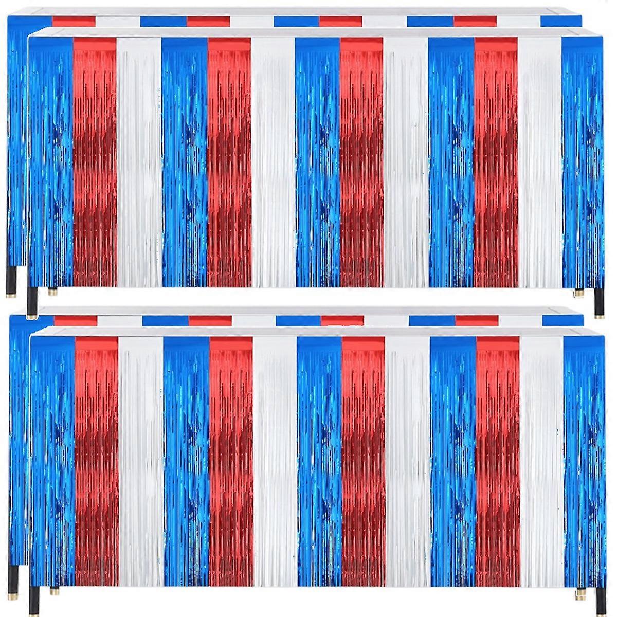4 عبوات زينة 4 يوليو ، رقائق معدنية هامش بهرج الجدول التنانير الوطنية الأحمر الأبيض الأزرق P