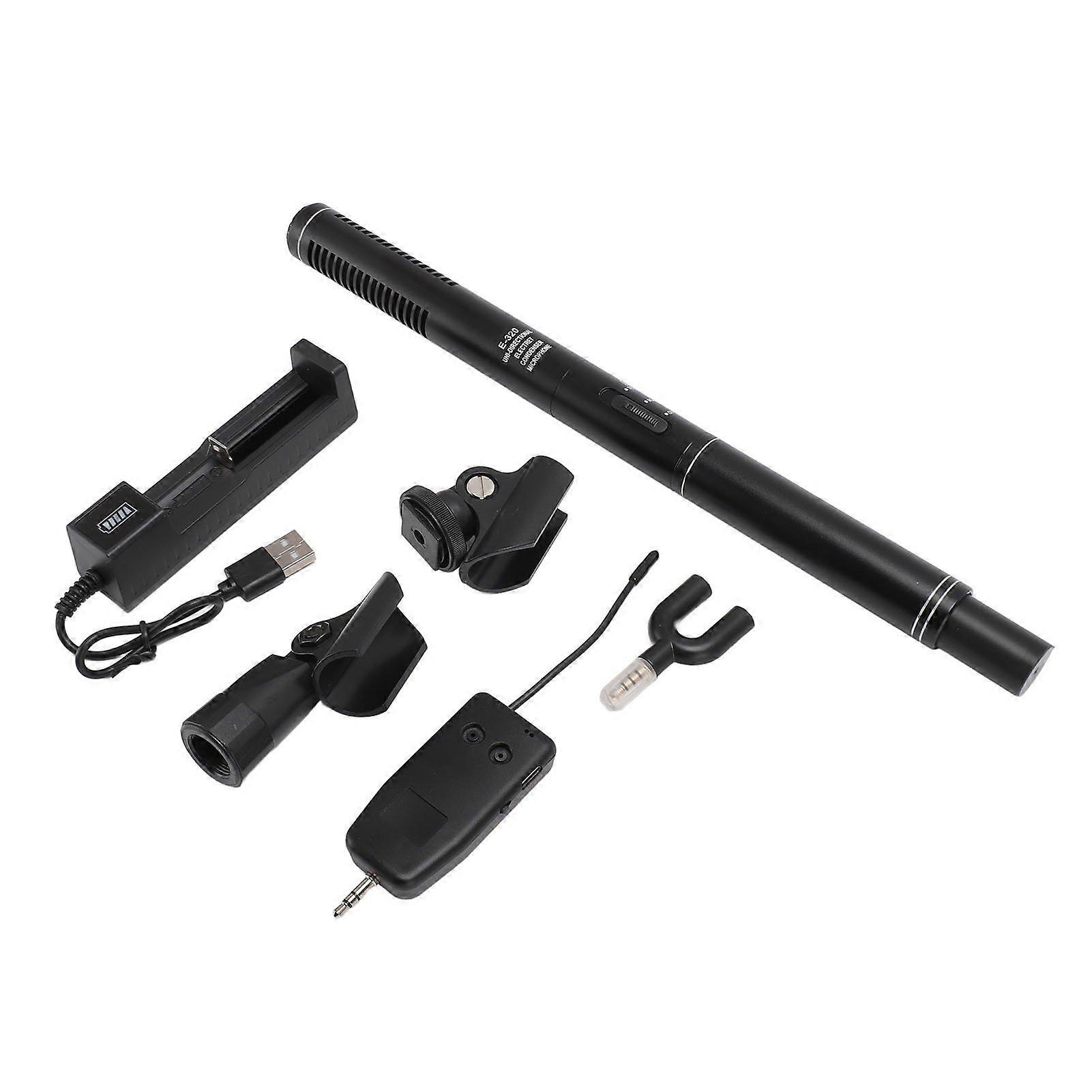 Camera Microphone 2.4G Wireless High Sensitivity Professional Condenser Interview Mic for SLR Camera Phone Black 11 Inch