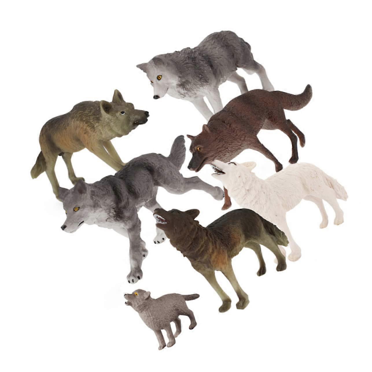 Simulated Wolf Figures Set Of 7 For Chickens Birthday Party Favors Garden Decoration