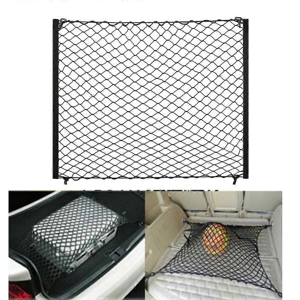 Luggage Nets For Vehicles Dual Layer Mesh Storage Net Car Trunk Cargo Organizer Square Black 70x70cm Secure Items 1Set
