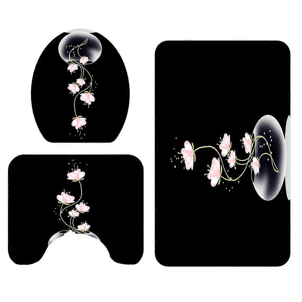 Printing Toilet Floor Mat Set Comfort Toilet Cover Mat Anti-Slip Bathroom Mat Sets