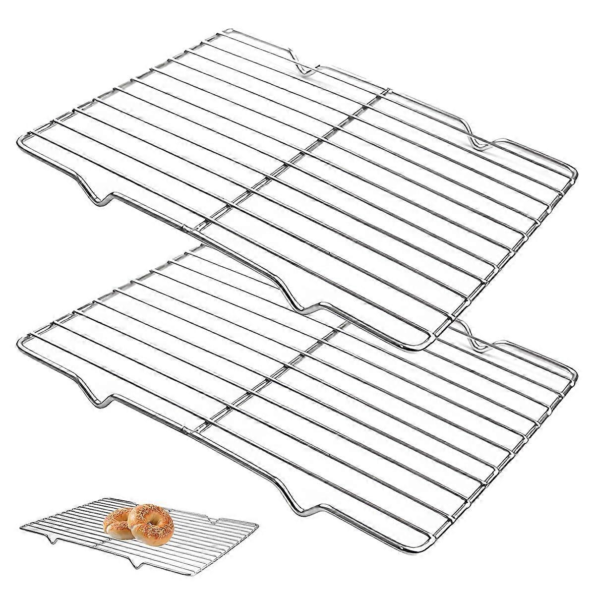 Stainless Steel Cake Rack Set of 2, 31 x 20 cm Cooling Rack, Rectangular Baking Grate for Cakes and Grilling