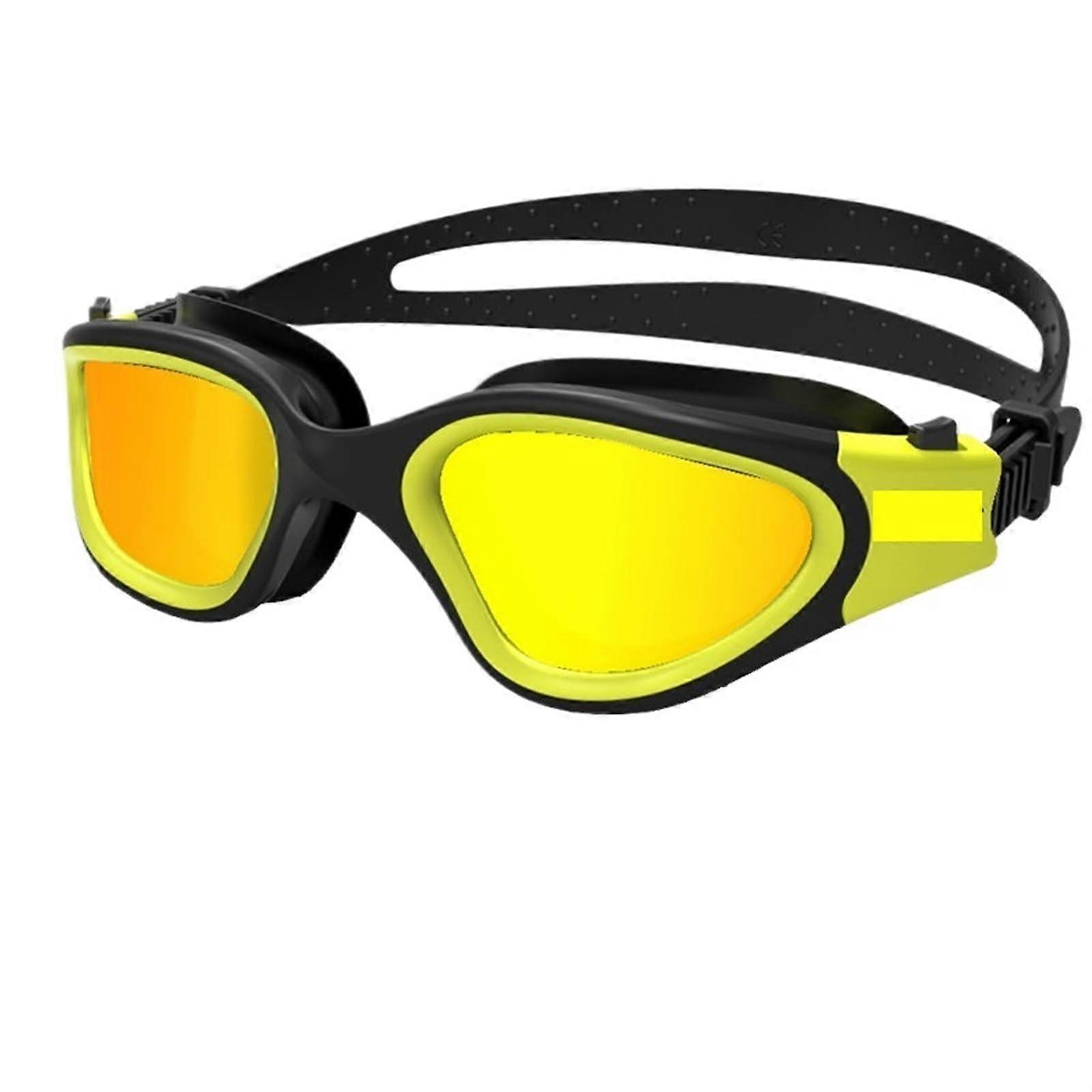 Swimming Goggles for Adults - Anti-Fog UV Protection Lenses, Adjustable Waterproof Silicone, Unisex Design, Yellow