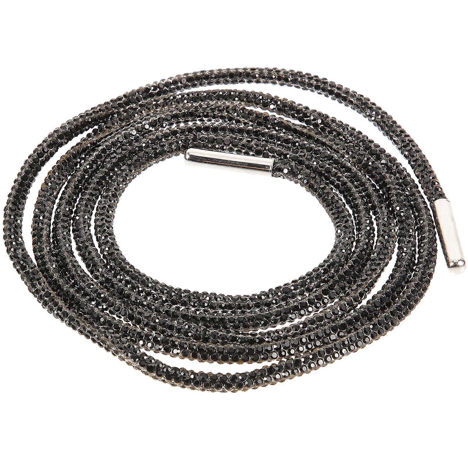 光沢のあるラインストーンシューズレースきらびやかな装飾ロープ120cm長さ4mm幅メタルチップ1パック