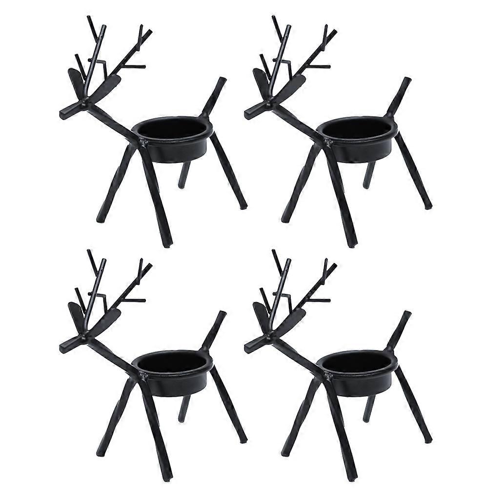 Candlestick Holders Reindeer Tabletop Decor Modern Deer Design Iron Candlestands for Indoor Use 4Pcs