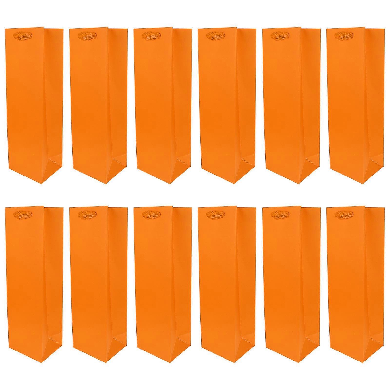 Paper Bags High-End Bottle Bags Receptions Orange 35x11cm 12Pcs