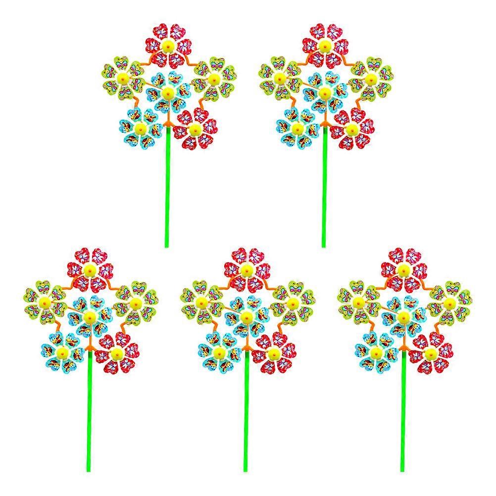 Toy Pinwheels Colorful Windmill Decor Plastic For Kids Outdoor Garden 5Pcs