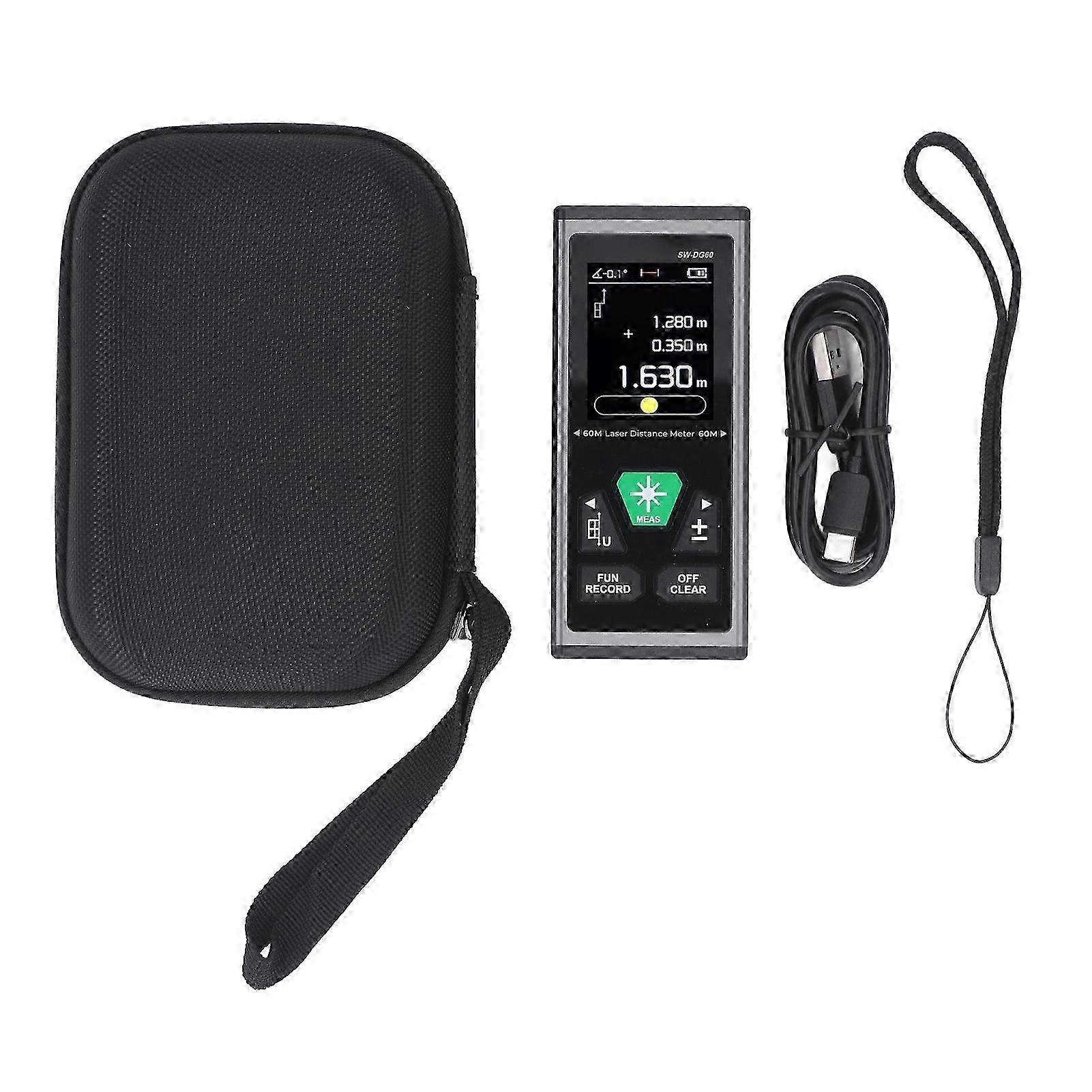 デュアルレーザー距離計USB充電式高精度多機能デジタルレーザー測定ツール測定装置SWDG60