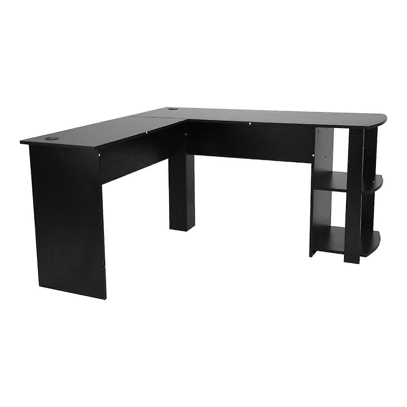 Utility Wooden Office Computer Writing Desk Home Gaming PC Furnitur Corner Table Black