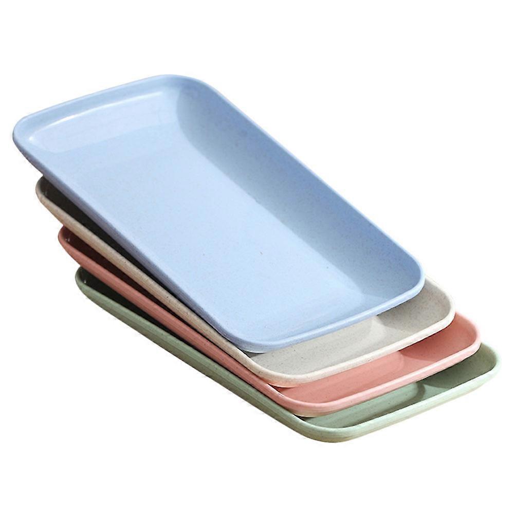 Serving Plate Rectangular Food Trays Pink Home Use 4Pcs