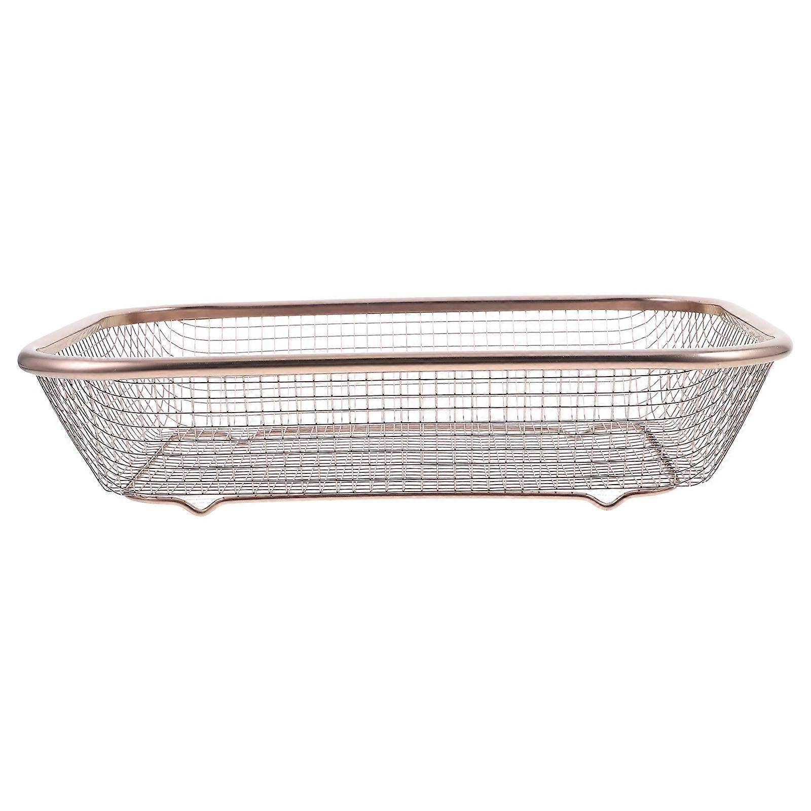 Kitchen Multi-Functional Drain Basket Rectangular Stainless Steel Draining Storing 1Pack