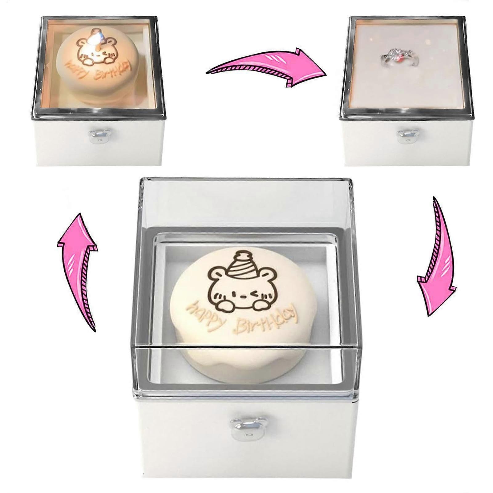 Reversible Proposal Ring Box Rotating Ring Box Romantic Keepsake for Lovers 8x8x8cm