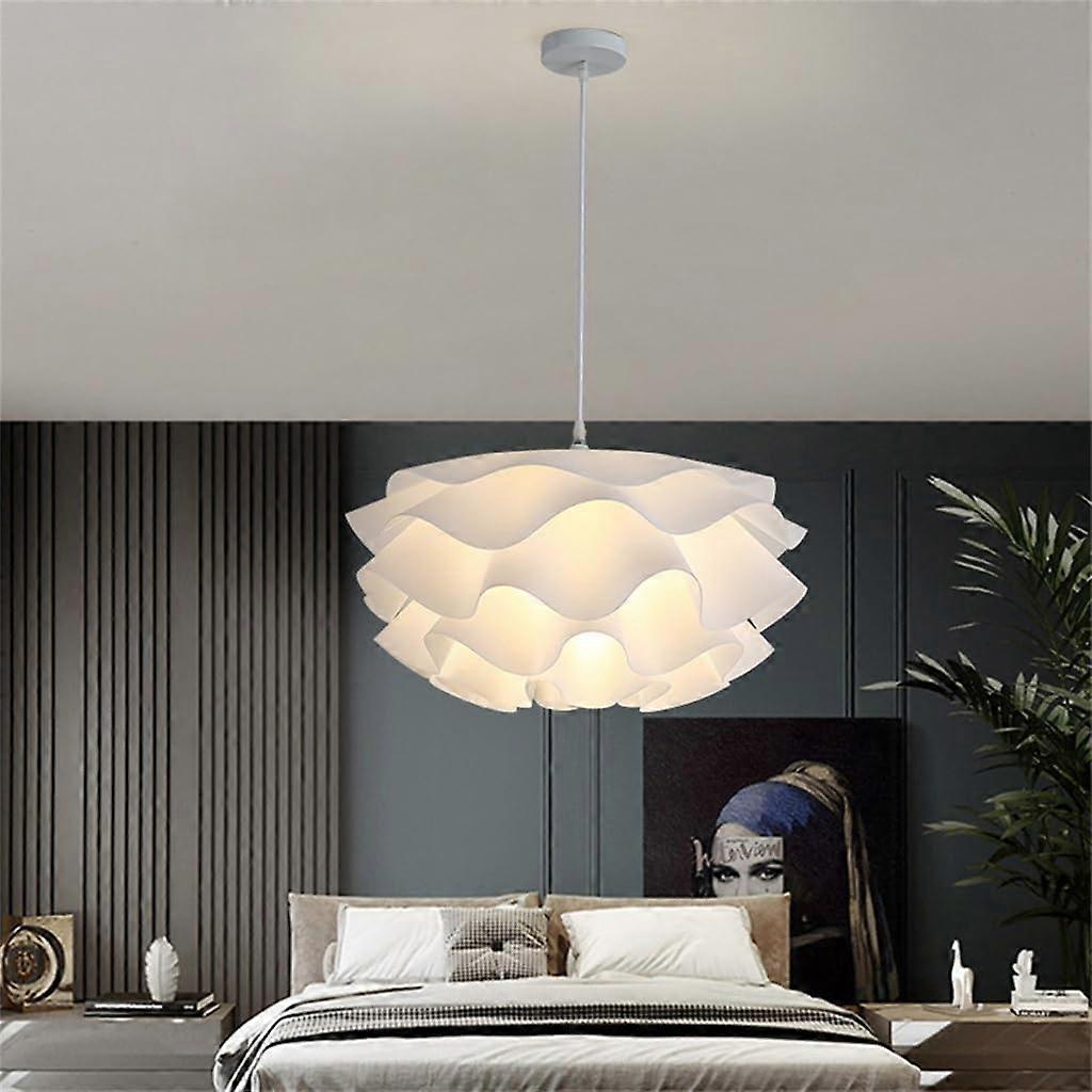 Pendant Light Modern White Flower Shape Acrylic Lampshade Height Adjustable Chandelier For Dining Table 50 Cm