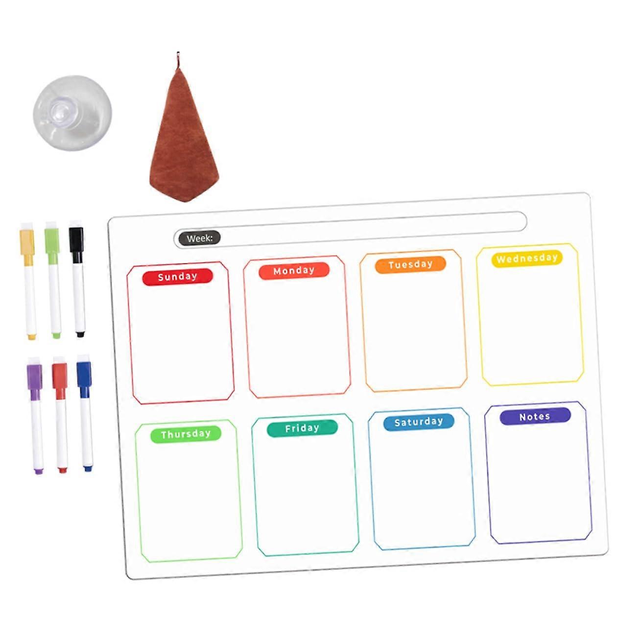 1 Magnetic Whiteboard for Refrigerator, Wipeable Weekly and Monthly Planner with Pens and Suction Cups for Task Planning and Notes
