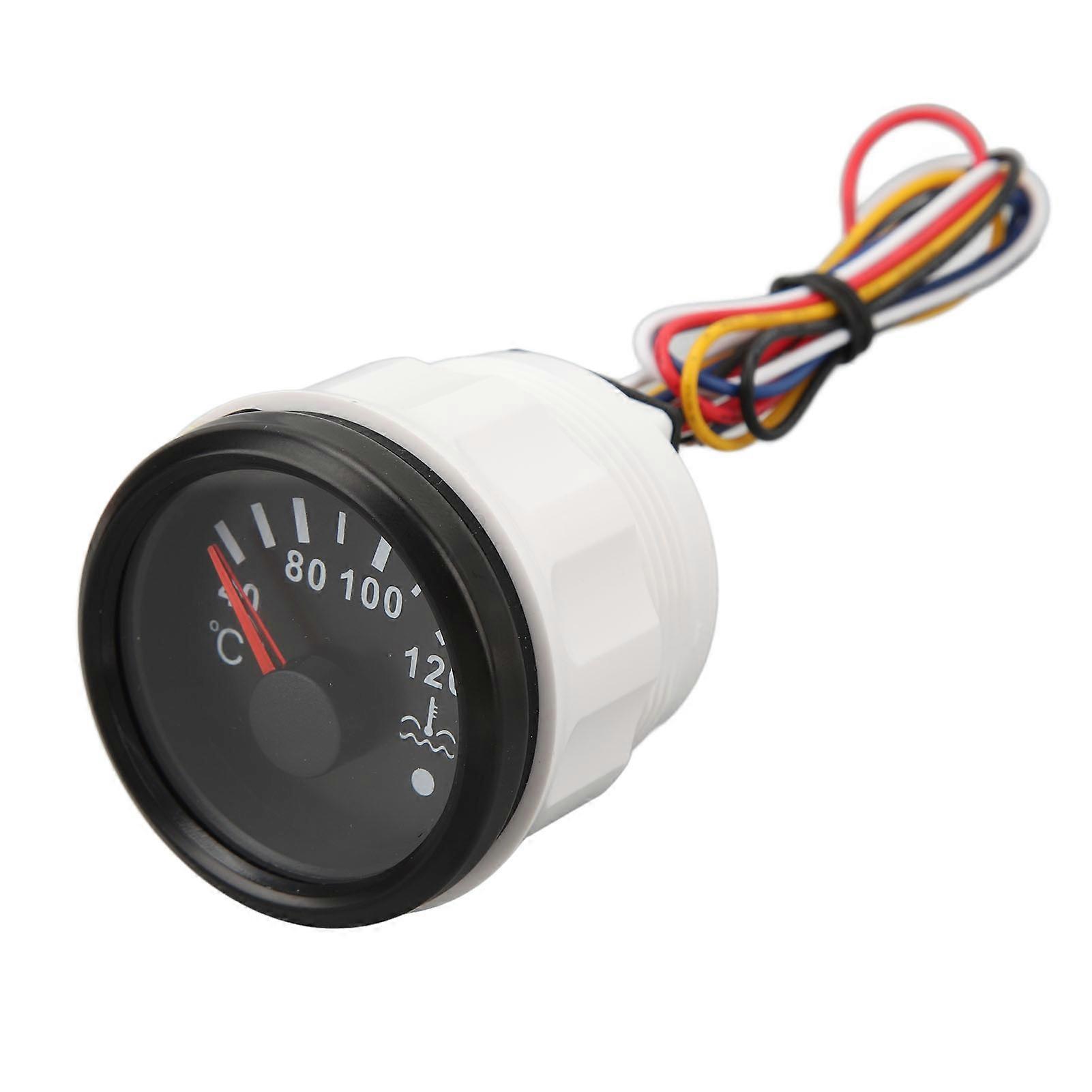 52MM Water Temperature Gauge 40 to 120°C DC9 to 32V Pointer Water Temperature Meter with Backlight For RVs Yachts Fishing Boats Black Dial Black Bezel