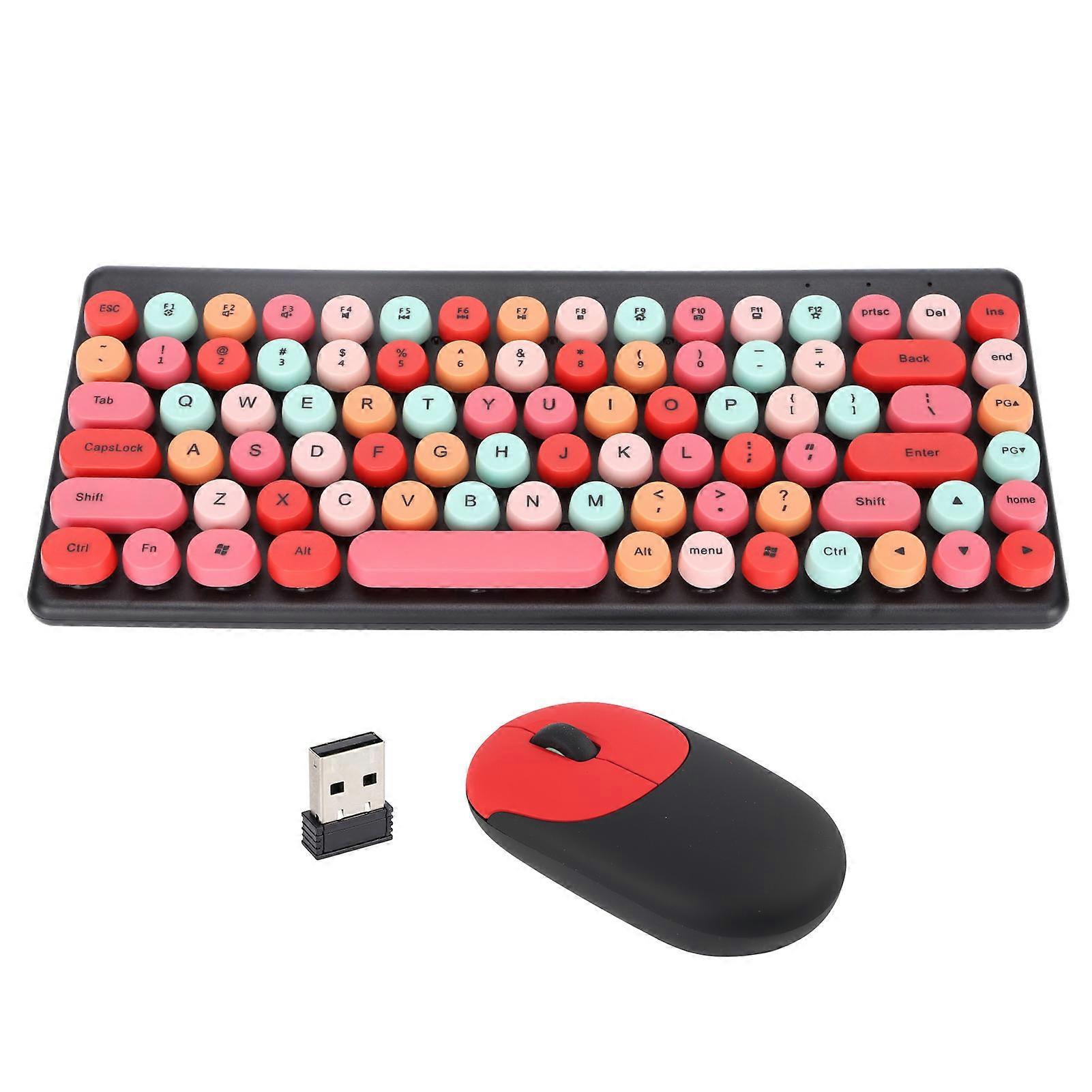 Combo Wireless 86 Keys Cute Colorful Appearance Multimedia Buttons Light Quiet 2.4G Keyboard Mouse for PC
