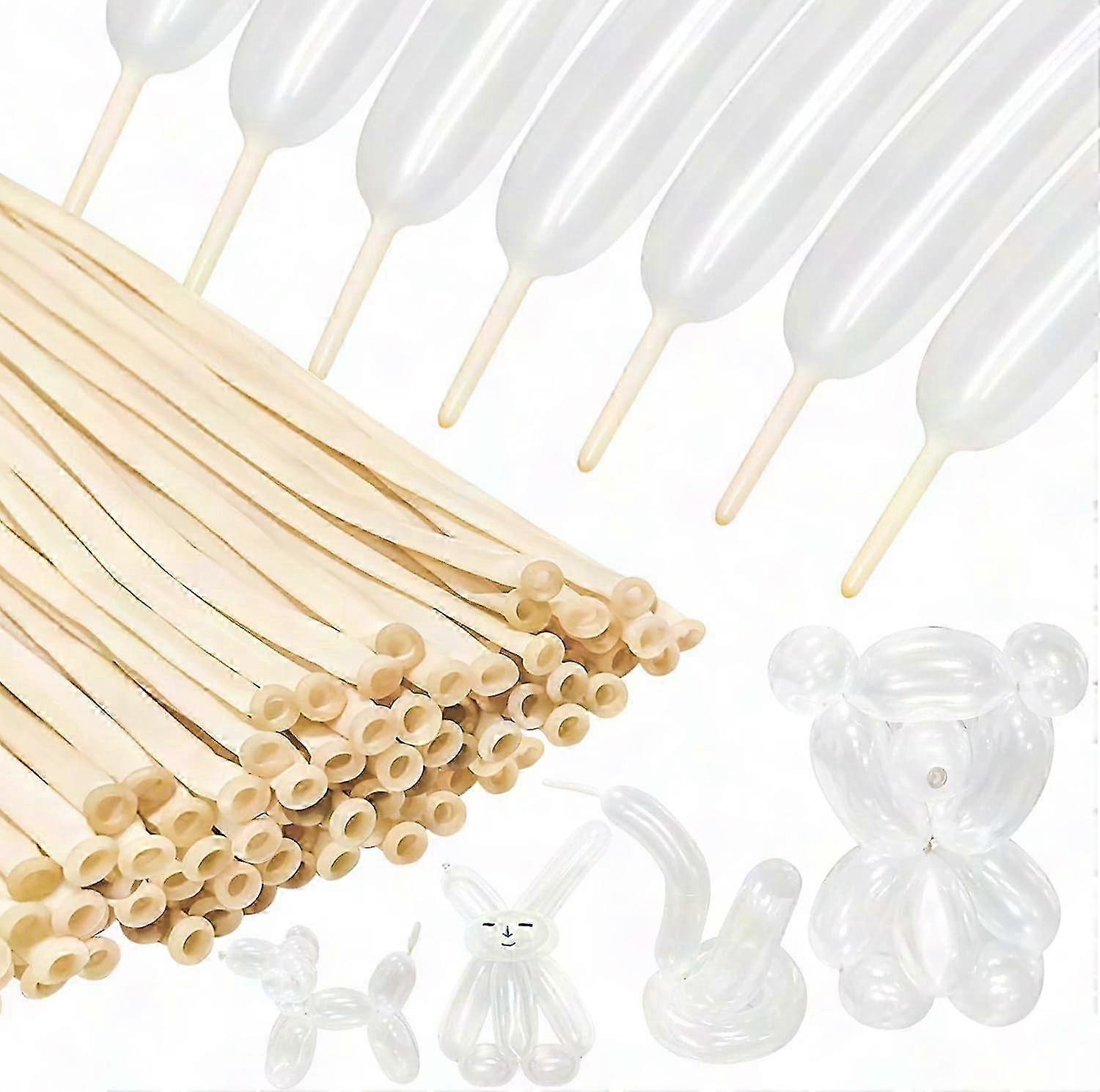 100 Count Transparent 260 Balloons - Skinny Latex Party Decor for Kids Events & Beginner Balloon Twisting