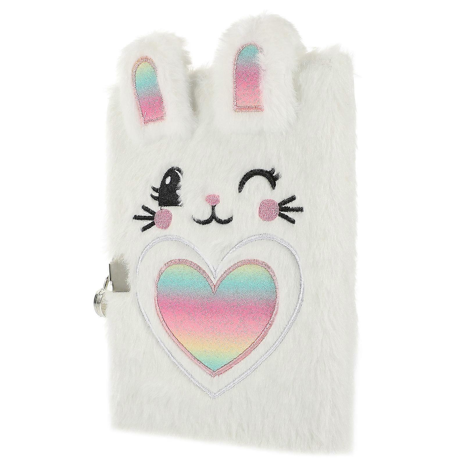 Plush Rabbit Notebook with Lock – Cute Cartoon Diary for School, Creative Writing and Idea Journaling