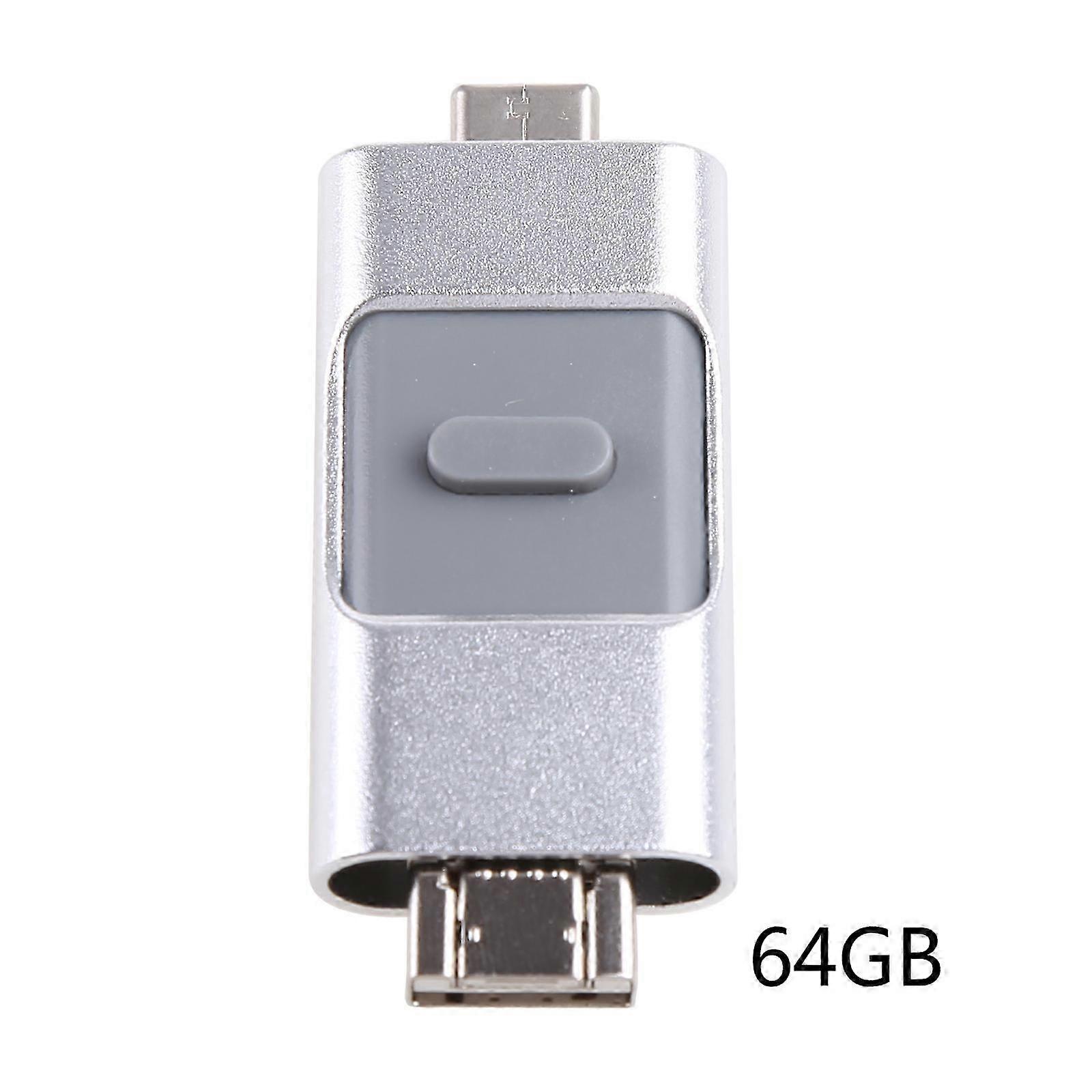 Type-c Computer 3-in-1 USB Flash Drive 64GB 32GB 16GB High-speed TYPE-C Mobile Phone for All Your Devices Silver graySilver gray SZRH A-D 3332