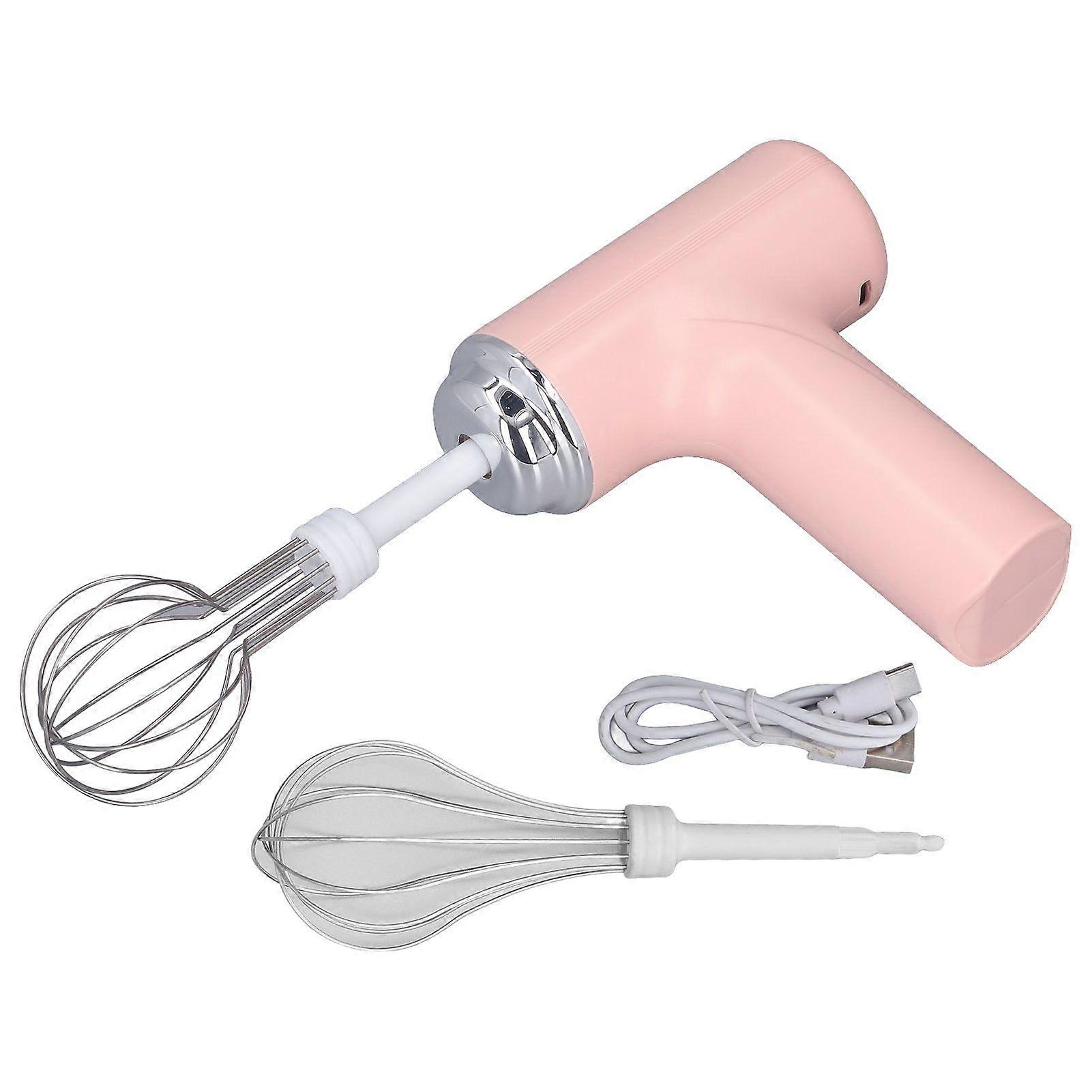 Electric Egg Beater Cordless Hand Mixer Handheld Egg Whisk for Cream Salad Dressing Pink YMHC