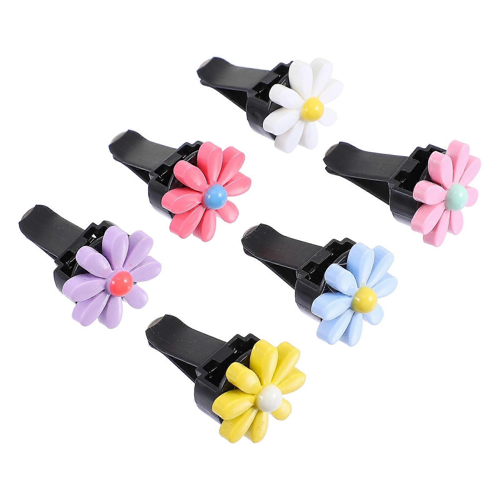 Car Scent Freshener Daisy Air Freshener Clip White Car Perfume Vent Outlet 6Sets