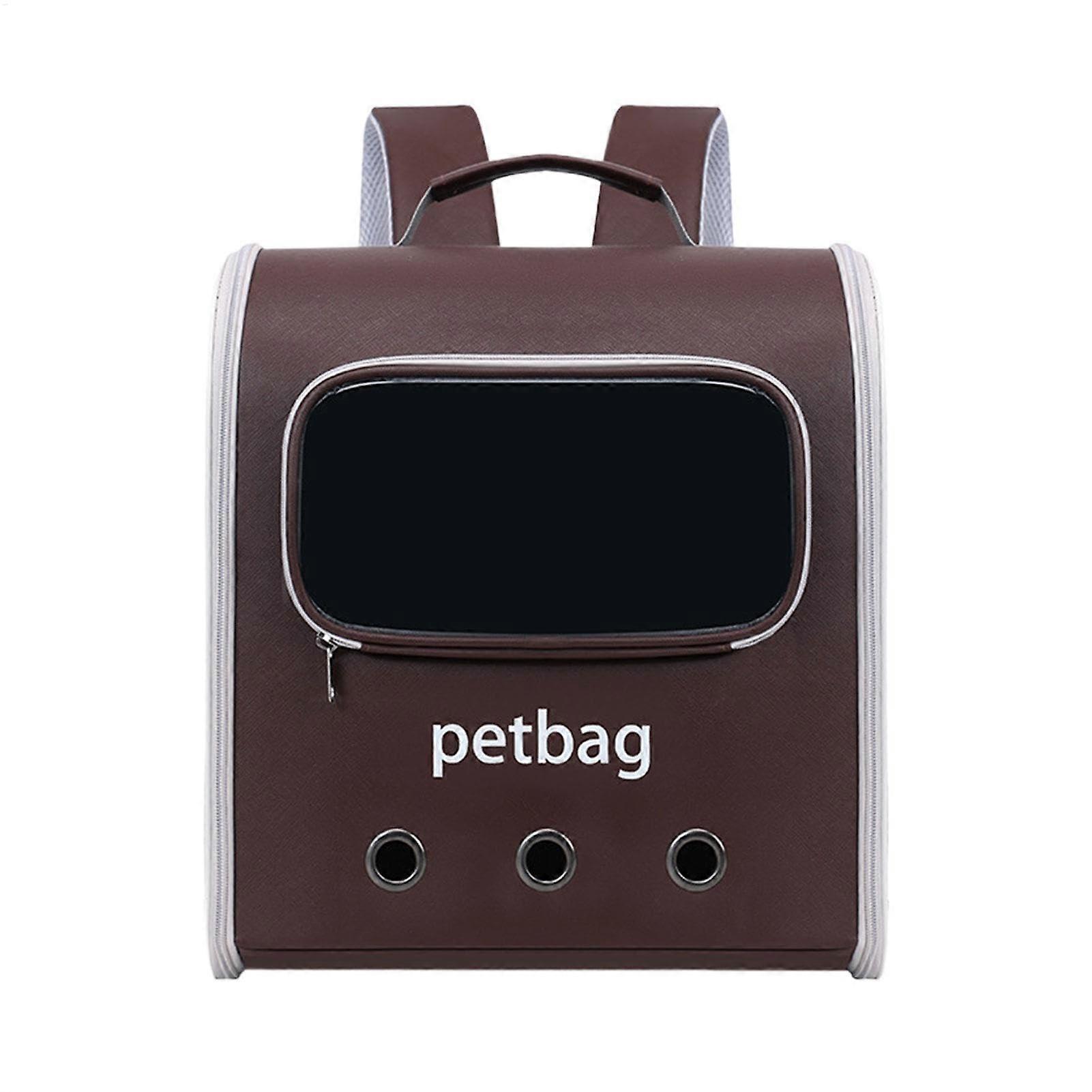 Cat Backpack, Expandable Pet Carrier, Breathable Travel Backpack brown