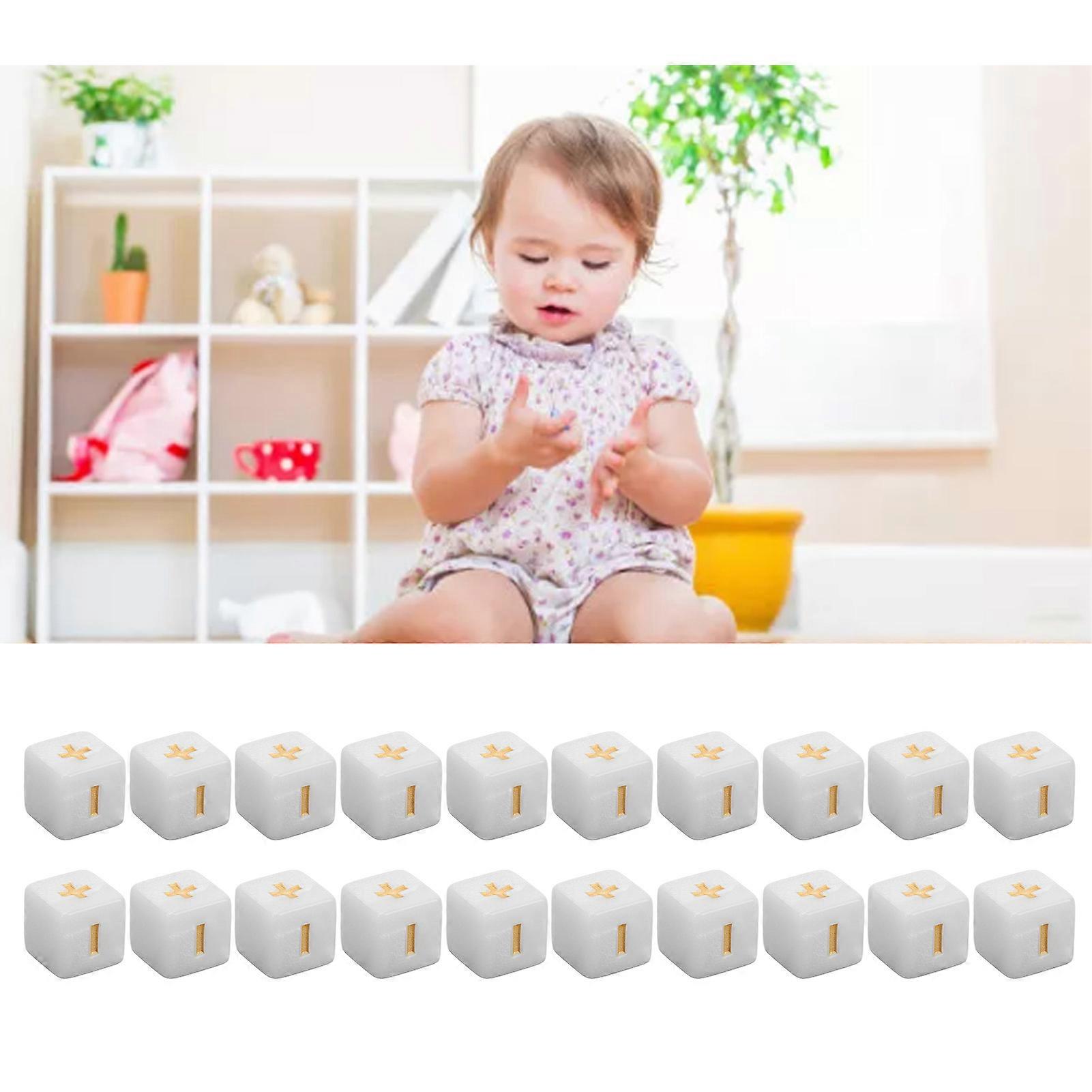 20pcs Math Plus Minus Sign Dices 16mm Math Operation Calculation Dice Set for Infant Education White