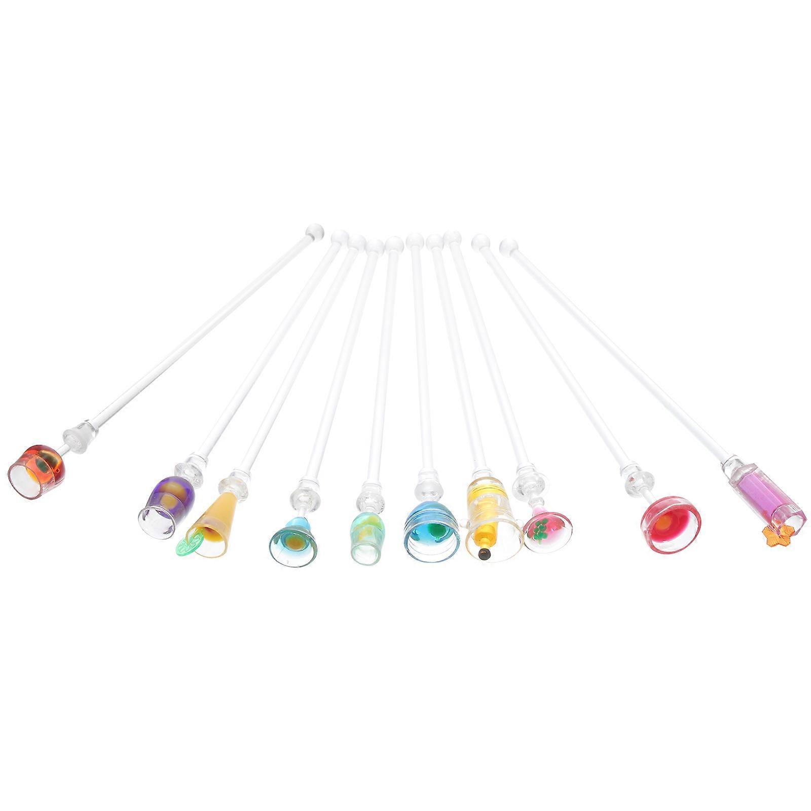 Cocktail Mixers Acrylic Stirring Mixing Sticks Coffee Shop Drink Muddler Mixed Style 23X1X1CM Stirring 10Pcs