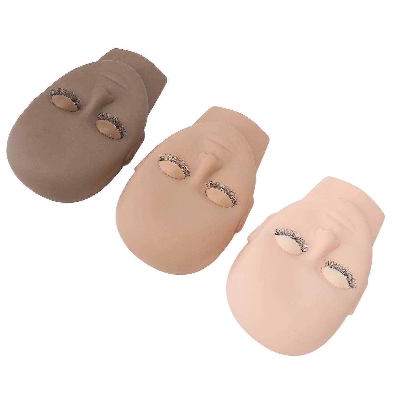3pcs Lash Mannequin Head with Replaceable Eyelid Reusable Eyelash Extension Mannequin for Practice