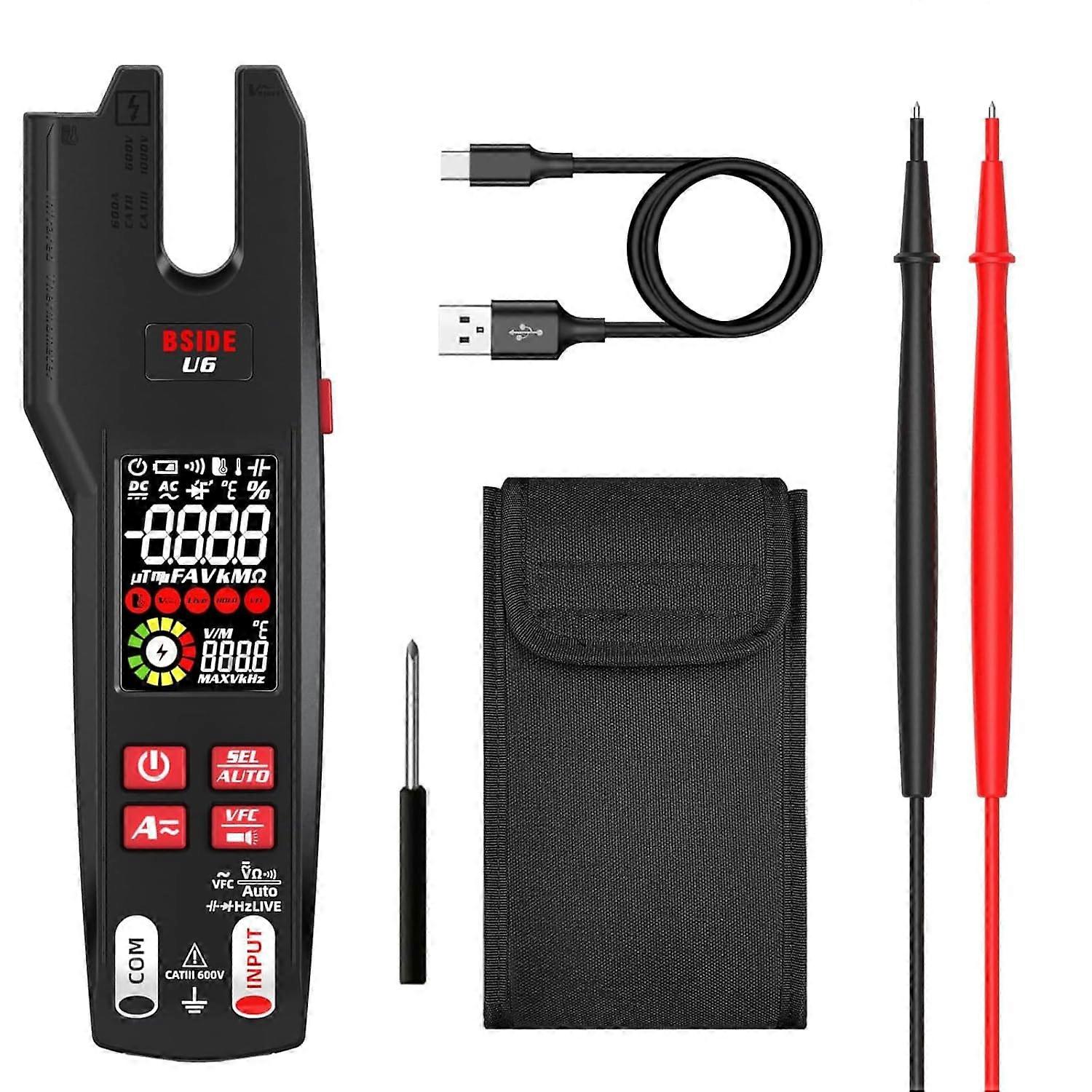 U6 Electrical Tester, Current DC AC Voltage Continuity Infrared Thermometer Tester, Measures DC AC Current Up to 600 A Without