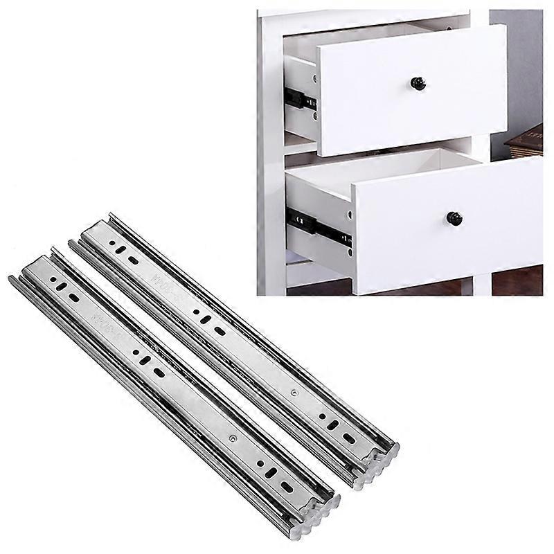 16 inches 3-section Mute Stainless Steel Sliding Drawer Slides Ball Slide Rail Length: 40cm