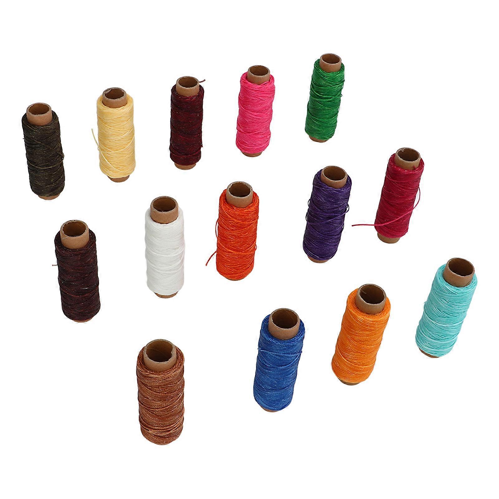 150D Waxed Thread 15 Colors 55yd Portable Wax String Waxed Cord for DIY Leathercrafts Leather Sewing