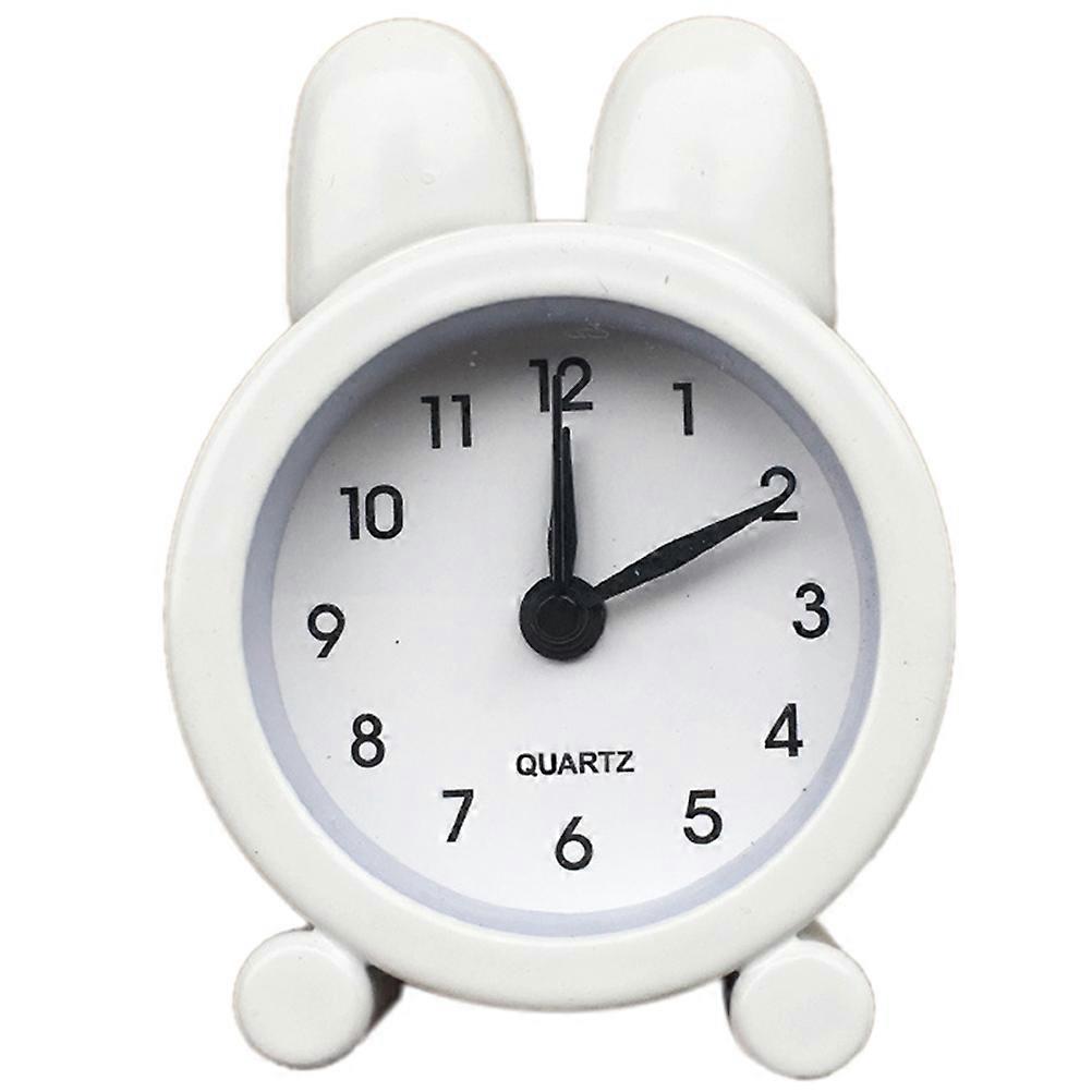 Metal Rabbit Ear Clock Simple Design Table Top Clocks White 7x5x2cm Timer Function 1Pack