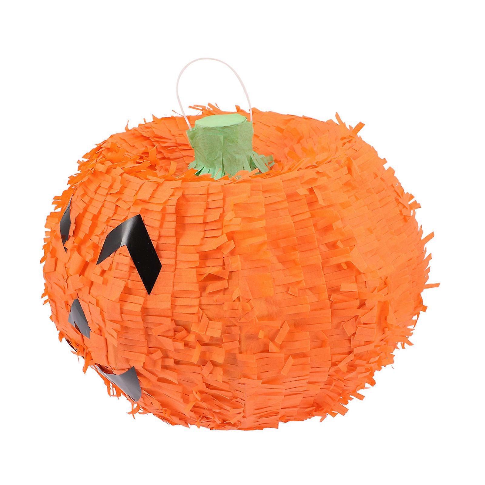 Pumpkin Paper Pinata Orange Color Halloween Decorations Fill with Candies Children's Party Game 1Set
