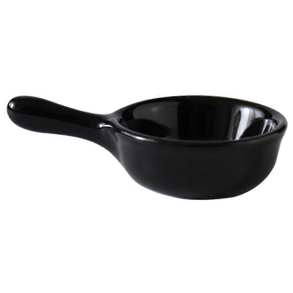 Mini Sauce Dish Ceramic Creative Appetizer Plates with Handle Holding Sauce Dipping 1Pack Black 10 x 6.5 x 2.5cm