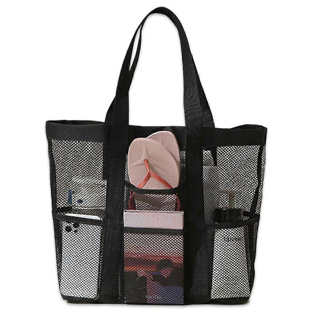 Shower Bag, Foldable Portable Toiletry Bag, Mesh Bag Beach with Multiple Pockets