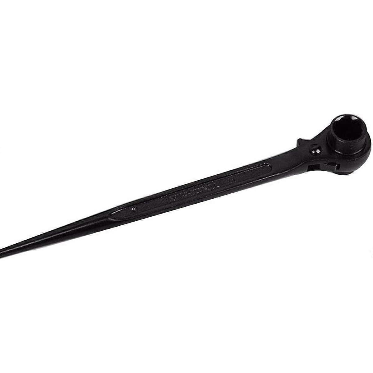 Double Sided Ratchet Wrench 19mm x 24mm Sharp Tail Hex Spanner Socket Tool Black Durable Steel Construction