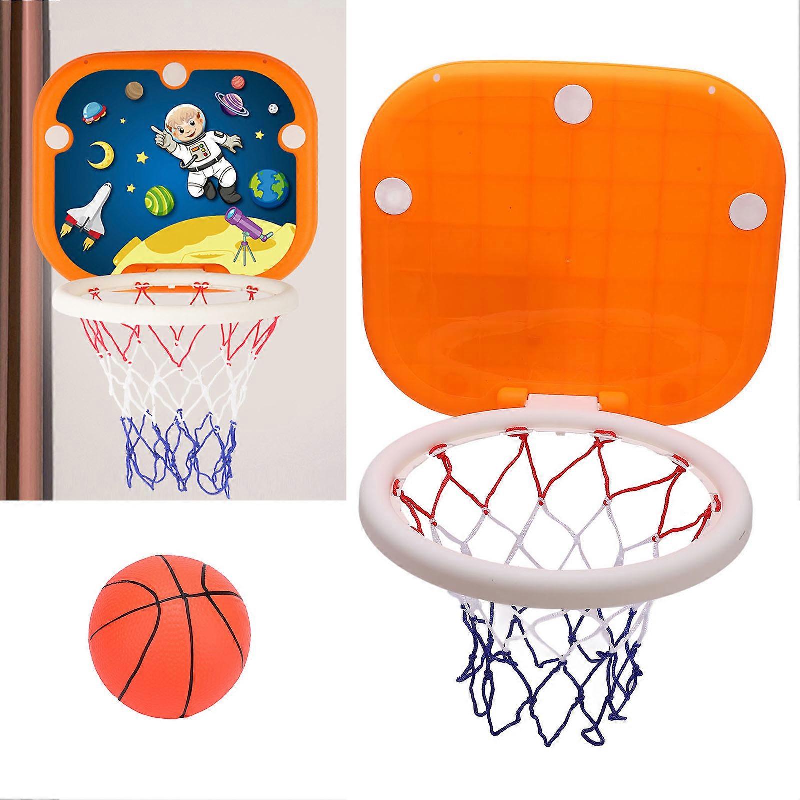 屋内バスケットボールフープセット折りたたみ式壁掛けサクションカップ固定ミニバスケットボールボードネット幼児ドアオレンジ用