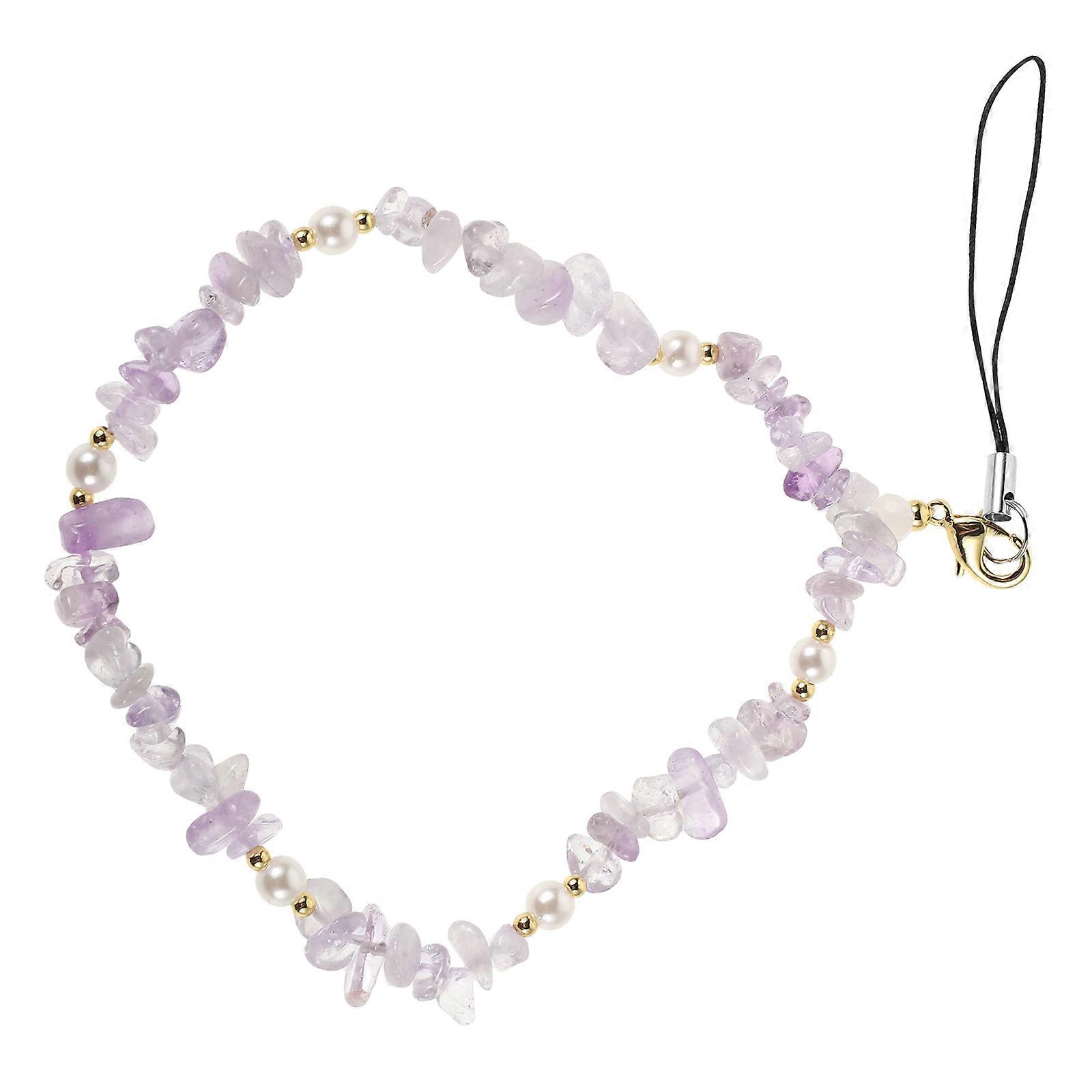 Purple Phone Charm Lanyard Beaded Chain For Women Mobile Phone Security And Portability 1Pcs