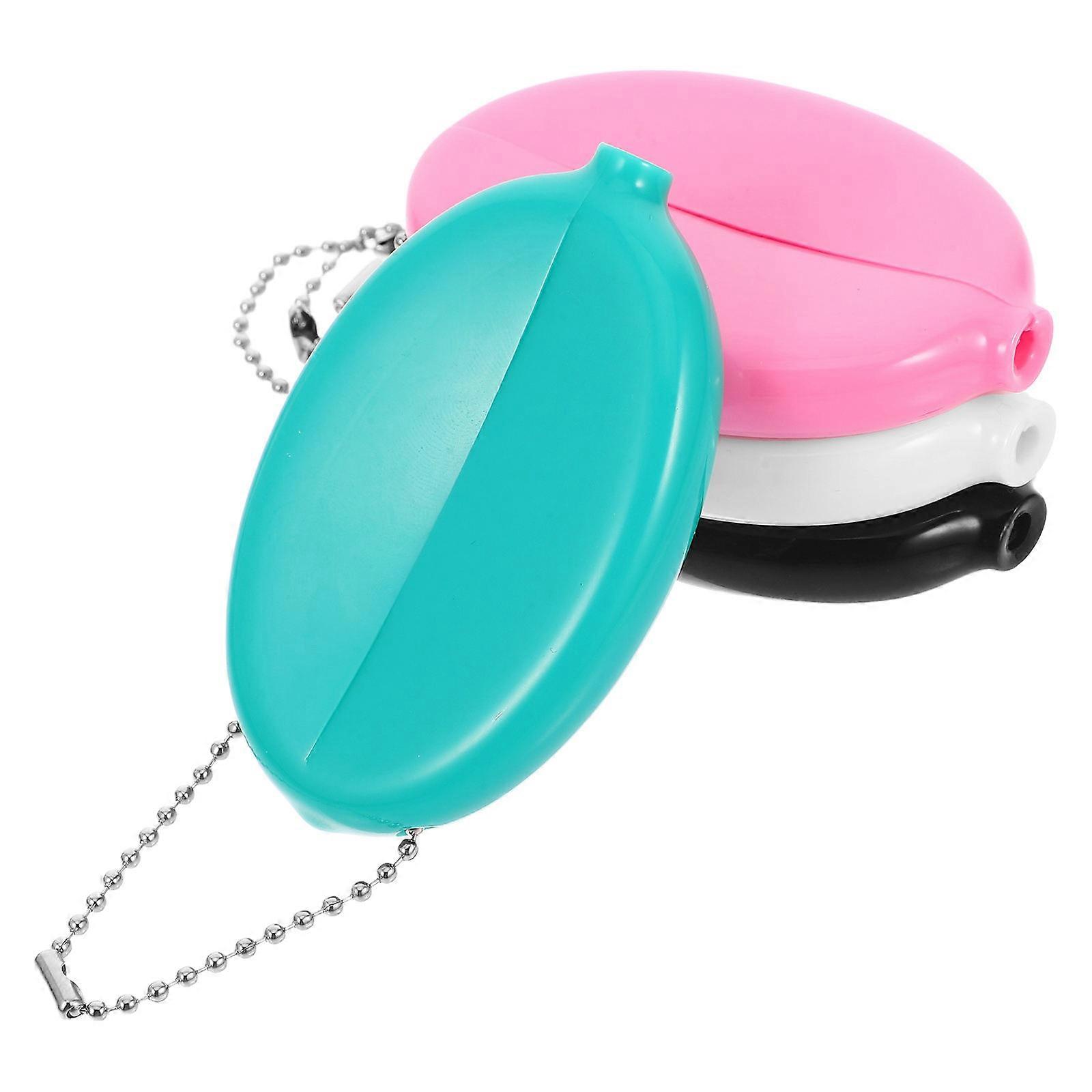 4pcs Portable Oval PVC Coin Pouches with Chain – Lightweight Compact Storage Holders for Women & Men, Small Change Bags for Travel & Daily Use