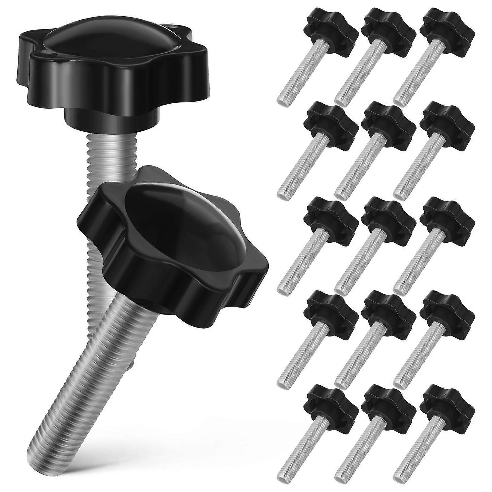 Clamping Screws Threaded Star Knob for Quick Disassembly 20Pcs Black