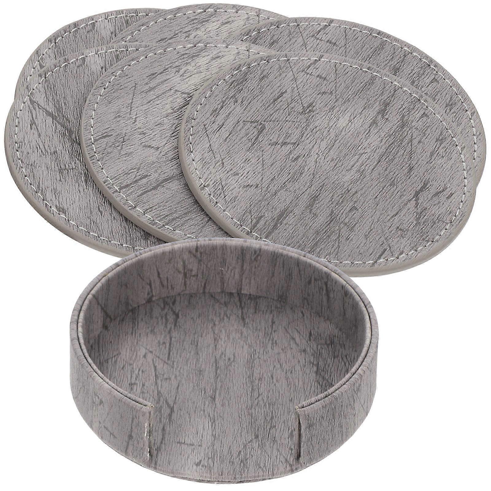 Double Sided PU Cup Mats with Heat Insulation and Non Skid Backing for Home Table Protection Decorative Drink Coasters